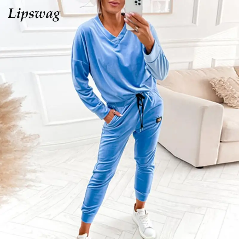 Autumn Sexy V-Neck Sweatshirts Outfit Women Fashion Long Sleeve Tops Shirts & Drawstring Slim Pants Suits Casual Two Piece Set
Autumn Sexy V-Neck Sweatshirts Outfit Women Fashion Long Sleeve Tops Shirts & Drawstring Slim Pants Suits Casual Two Piece Set
