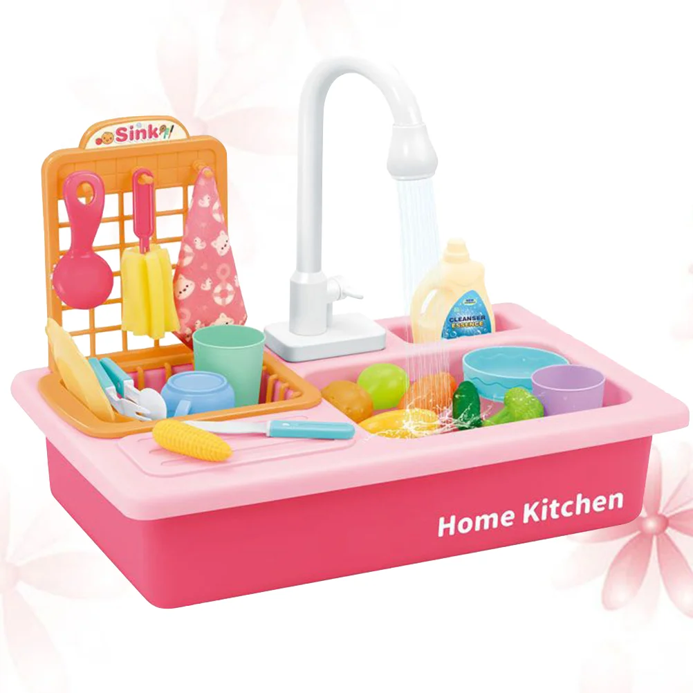 

Игрушка для мытья, кухонный дом, рабочая посудомоечная машина, детские подарки, мытье посуды, розовый костюм, пластиковая кухонная утварь