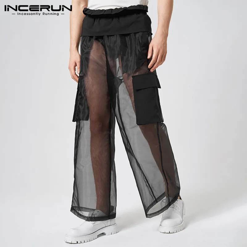 Fashion Men Pants Mesh Patchwork Transparent 2023 Elastic Waist Pockets Wide Leg Trousers Men Streetwear Sexy Pantalon INCERUN
Fashion Men Pants Mesh Patchwork Transparent 2023 Elastic Waist Pockets Wide Leg Trousers Men Streetwear Sexy Pantalon INCERUN