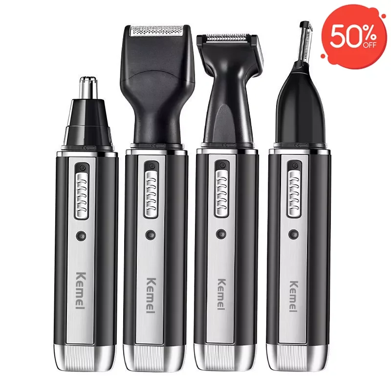 Kemei For Men Rechargeable 4 In 1 Hair Trimmer Nose Trimmer Beard Trimer For Nose And Ear Cleaner Grooming Set
Kemei For Men Rechargeable 4 In 1 Hair Trimmer Nose Trimmer Beard Trimer For Nose And Ear Cleaner Grooming Set