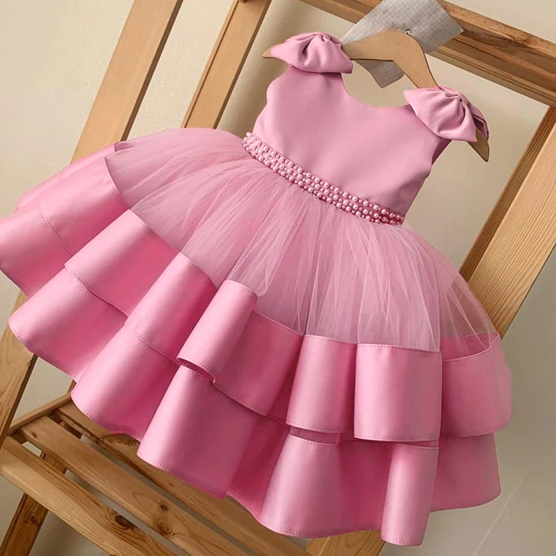 

12 18 24 Months Baby Girls Birthday Dress Lace Tulle Layers Princess Tutu Christening Gown Toddler Girls Newborn Baptism Clothes