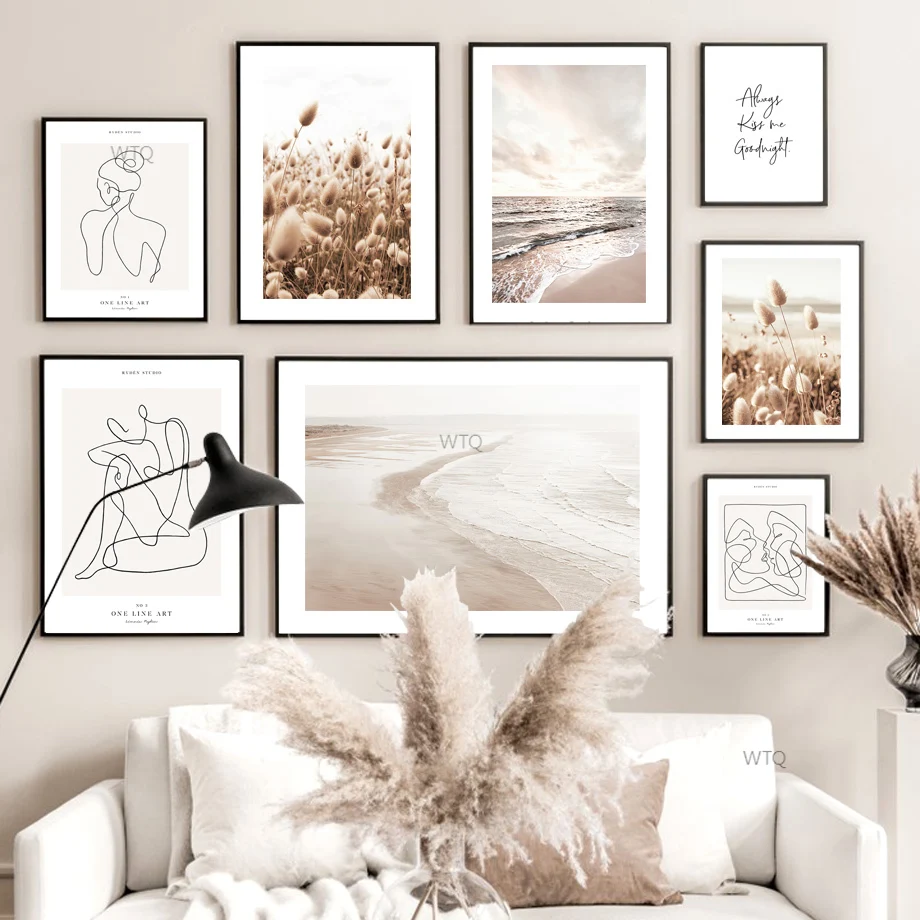 Calm Ocean Waves Beach Soft Grass Kiss One Line Art Nordic Poster Wall Art Print Canvas Painting Decor Pictures For Living Room 
Calm Ocean Waves Beach Soft Grass Kiss One Line Art Nordic Poster Wall Art Print Canvas Painting Decor Pictures For Living Room