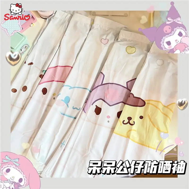 Аниме Sanrios Hello Kittys Cinnamoroll Kuromi Kawaii милая девушка летние анти-УФ ледяные рукава для студентов открытый солнцезащитный рукав