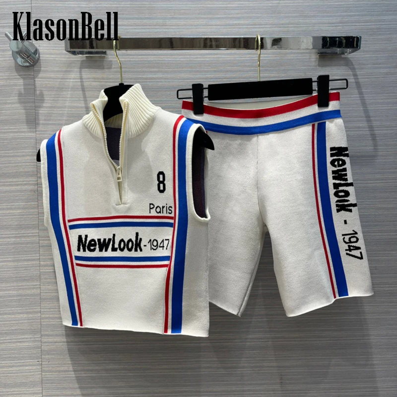 6.8 KlasonBell Contrast Color Striped Letter Print Short Slim Knitted Vest Or Shorts Casual Fashion Set Women
6.8 KlasonBell Contrast Color Striped Letter Print Short Slim Knitted Vest Or Shorts Casual Fashion Set Women