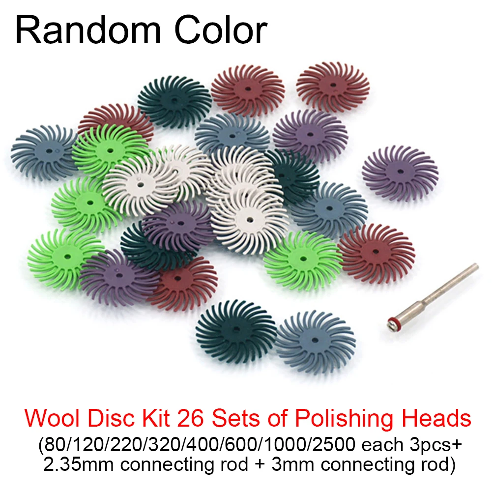 26pcs Radial Bristle Disc Kit Abrasive Brush Shank Detail Polishing Wheel Gap polishing for Dremel Rotary Tool Accessories
26pcs Radial Bristle Disc Kit Abrasive Brush Shank Detail Polishing Wheel Gap polishing for Dremel Rotary Tool Accessories
