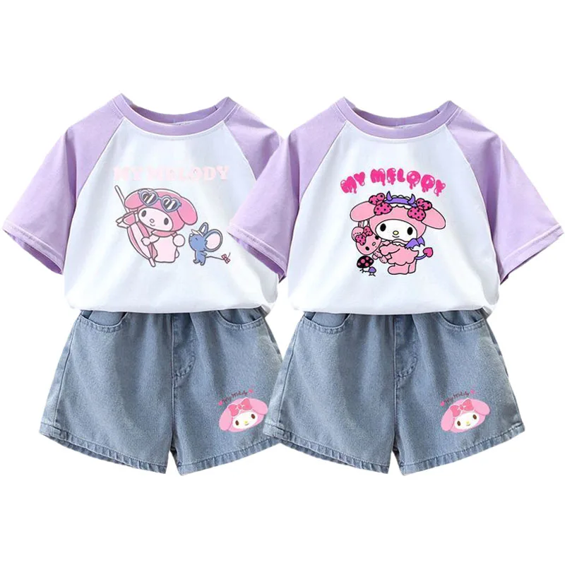 Одежда для девочек Sanrios с аниме My Melody, джинсовые шорты с короткими рукавами, детская летняя футболка с милым мультяшным принтом и короткими р...
Одежда для девочек Sanrios с аниме My Melody, джинсовые шорты с короткими рукавами, детская летняя футболка с милым мультяшным принтом и короткими р...