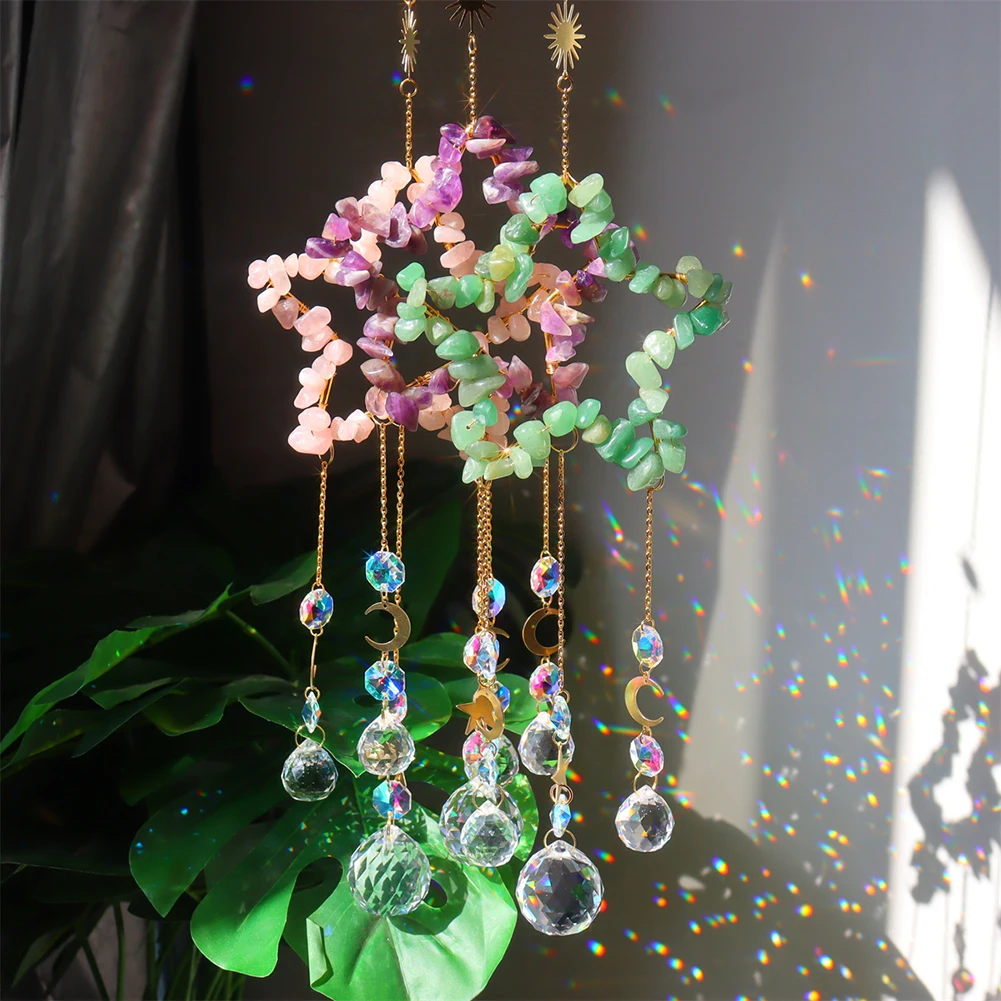 Crystal Wind Chimes Star Love Natural Stone Prisms Light Catcher Windbell Hanging Ornament Window Curtains Garden RoomDecoration
Crystal Wind Chimes Star Love Natural Stone Prisms Light Catcher Windbell Hanging Ornament Window Curtains Garden RoomDecoration