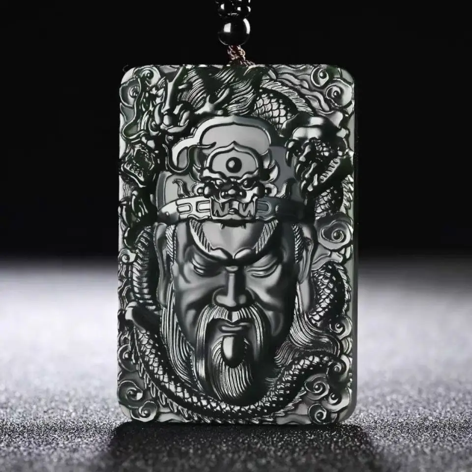 New Natural Jade Carving Guan Gong Head Black Green Pendant Jadeite Charm Necklace Exquisite Jewelry Men Women with Chain Gift
New Natural Jade Carving Guan Gong Head Black Green Pendant Jadeite Charm Necklace Exquisite Jewelry Men Women with Chain Gift