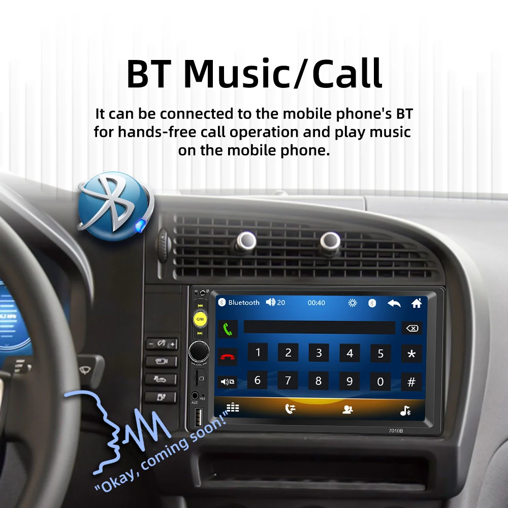 Автомагнитола 2Din 7010B автомобильная стерео-система с Bluetooth 7-дюймовым сенсорным