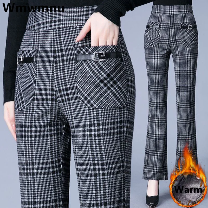 Winter Thicken Plaid Plush Velvet Lined Flare Pants Office Warm Women Slim Pantalones High Waist Elegant Big Size 4xl Trousers
Winter Thicken Plaid Plush Velvet Lined Flare Pants Office Warm Women Slim Pantalones High Waist Elegant Big Size 4xl Trousers