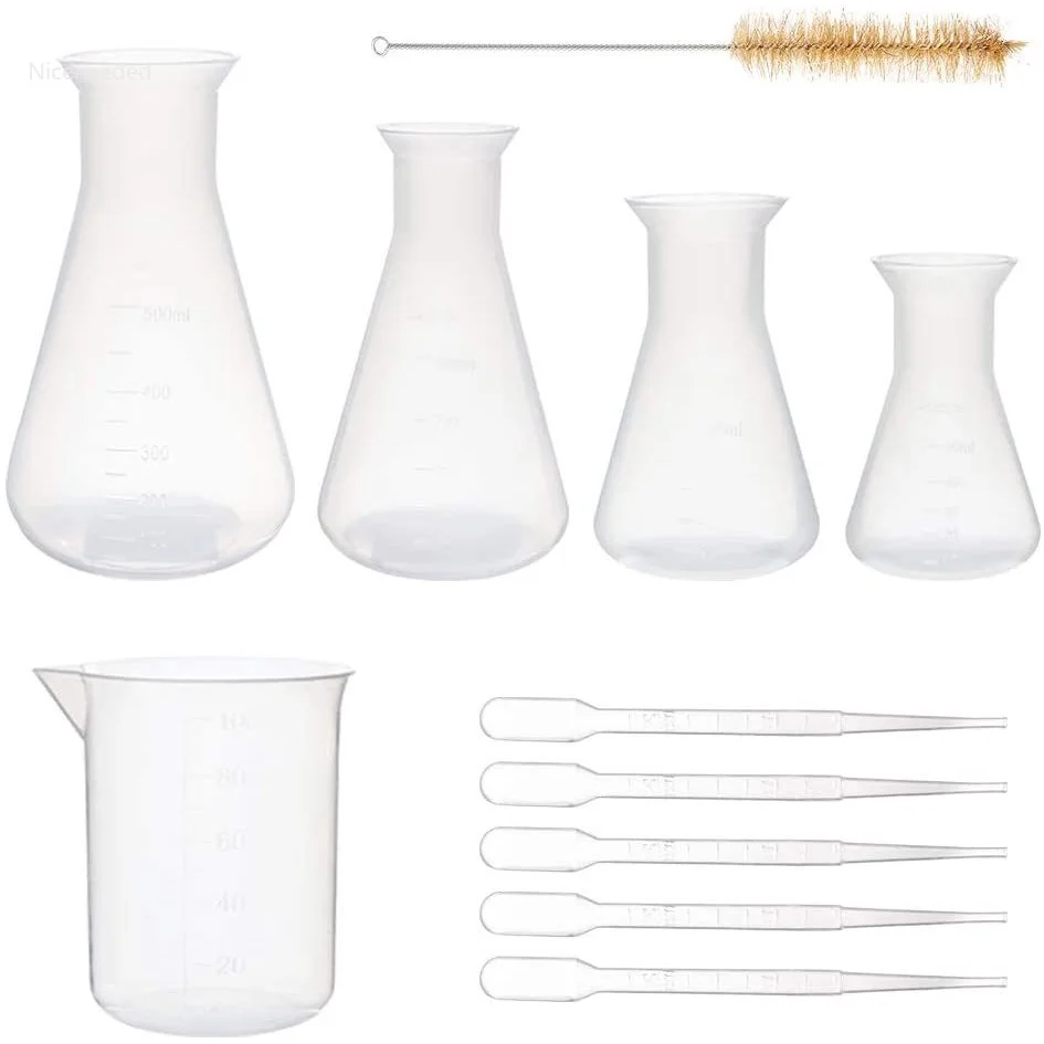 5pcs Erlenmeyer Flasks Plastic Flask Conical Flask Narrow Neck Flasks Graduated 50ml 100ml 250ml 500ml for Laboratory Project
5pcs Erlenmeyer Flasks Plastic Flask Conical Flask Narrow Neck Flasks Graduated 50ml 100ml 250ml 500ml for Laboratory Project