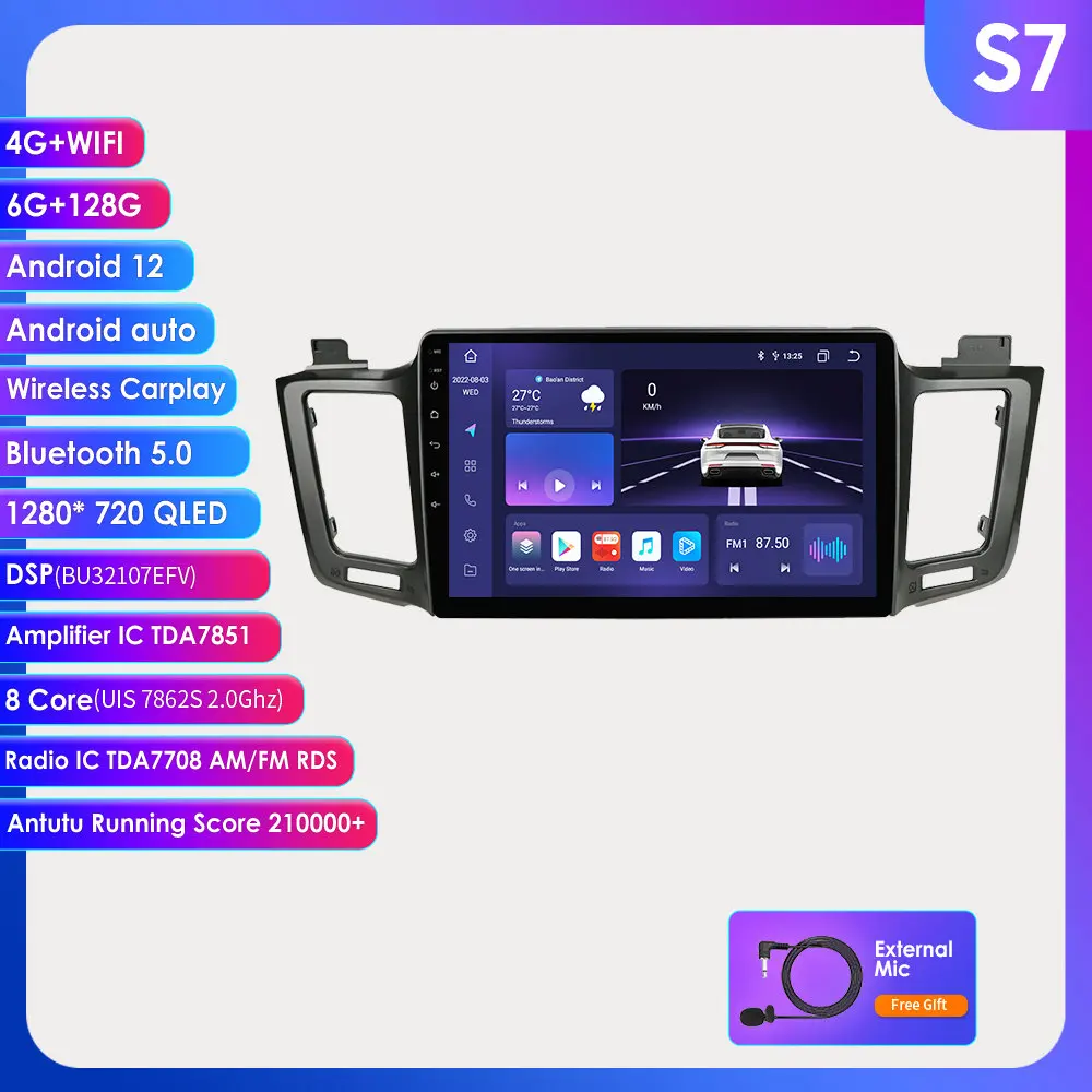 Автомагнитола 2 Din Android для Toyota RAV4 RAV 4 XA40 5 XA50 2013 - 2017 Carplay мультимедийный видеоплеер навигация автомобильная Стерео GPS