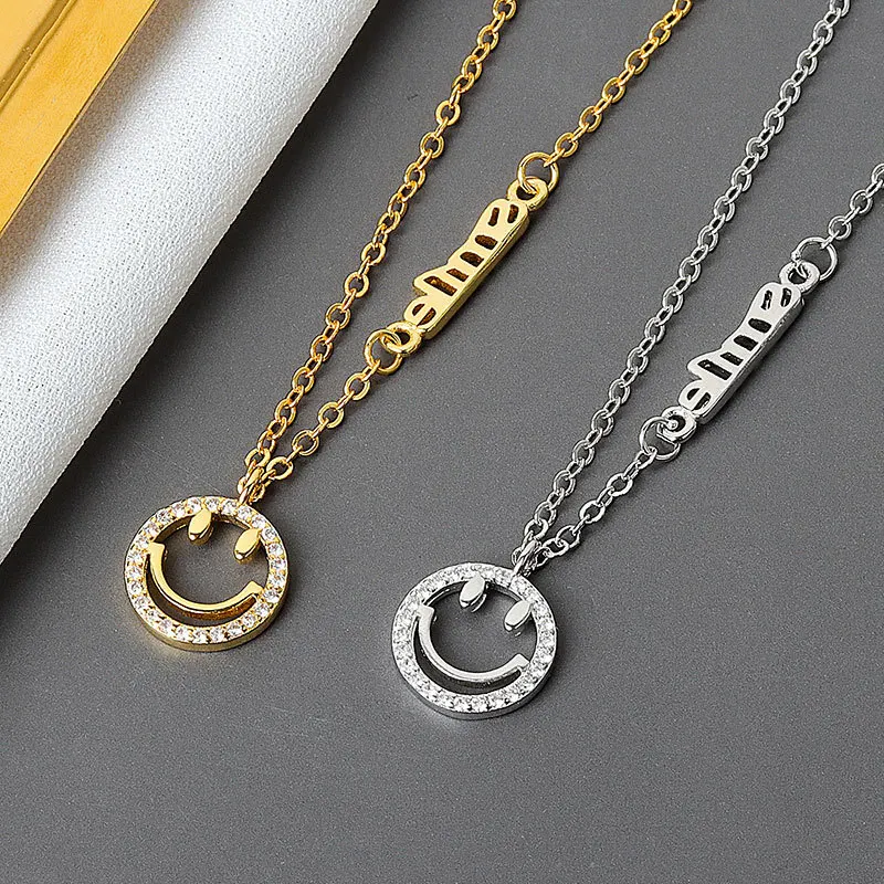 925 Sterling Silver Elegant Zircon Hollow Smile Face Pendant Necklace Gold Plated Fine Jewelry for Women Party Accessories Gift
925 Sterling Silver Elegant Zircon Hollow Smile Face Pendant Necklace Gold Plated Fine Jewelry for Women Party Accessories Gift