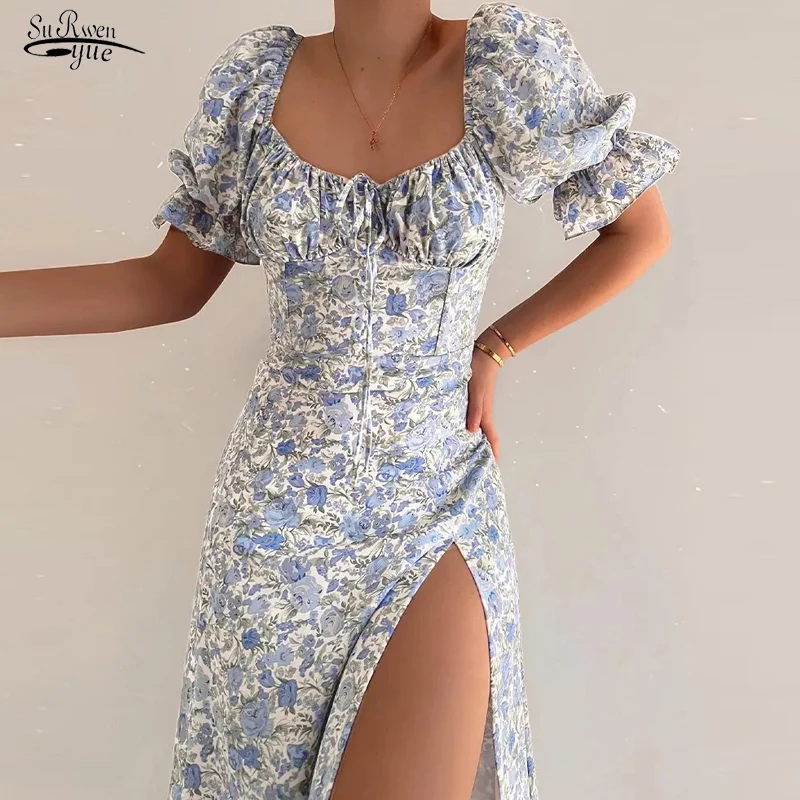 Summer Lace-Up Split OL Chic Mid-Calf Aesthetic Dress Casual Sexy Dress Sweet Floral Off Shoulder Puff Sleeve Dress Robe 22574
Summer Lace-Up Split OL Chic Mid-Calf Aesthetic Dress Casual Sexy Dress Sweet Floral Off Shoulder Puff Sleeve Dress Robe 22574