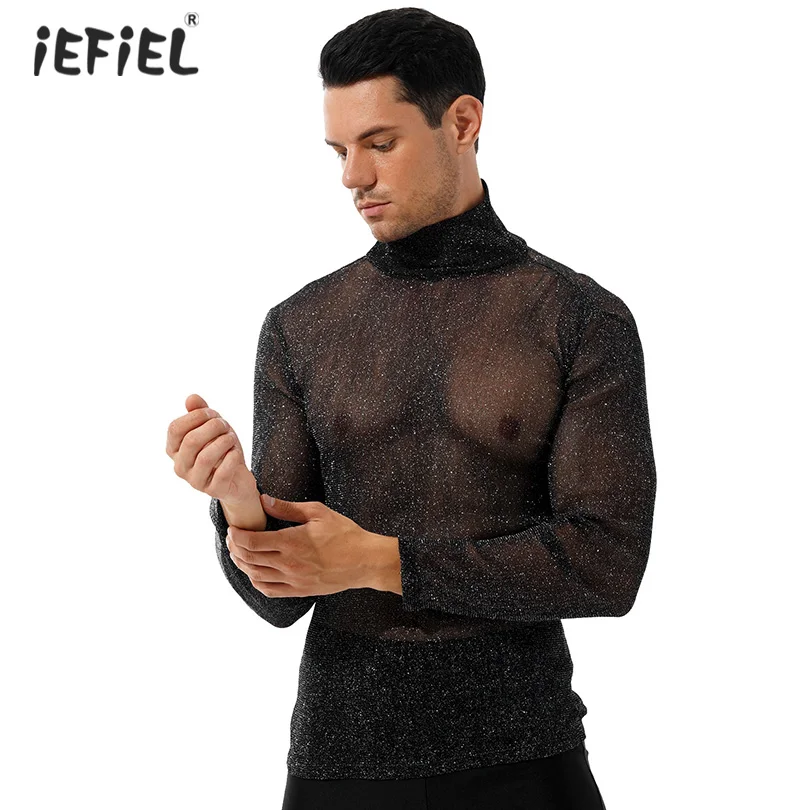 Men Fashion Streetwear Shiny See-through T-shirt High Neck Long Sleeve Tops Sexy Party Nightclub Music Concert Black/White Tops
Men Fashion Streetwear Shiny See-through T-shirt High Neck Long Sleeve Tops Sexy Party Nightclub Music Concert Black/White Tops