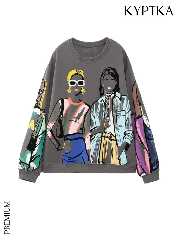 Женский Свободный свитшот KYPTKA, Черный винтажный пуловер с круглым вырезом и длинным рукавом, с принтом для девушек,
Женский Свободный свитшот KYPTKA, Черный винтажный пуловер с круглым вырезом и длинным рукавом, с принтом для девушек,