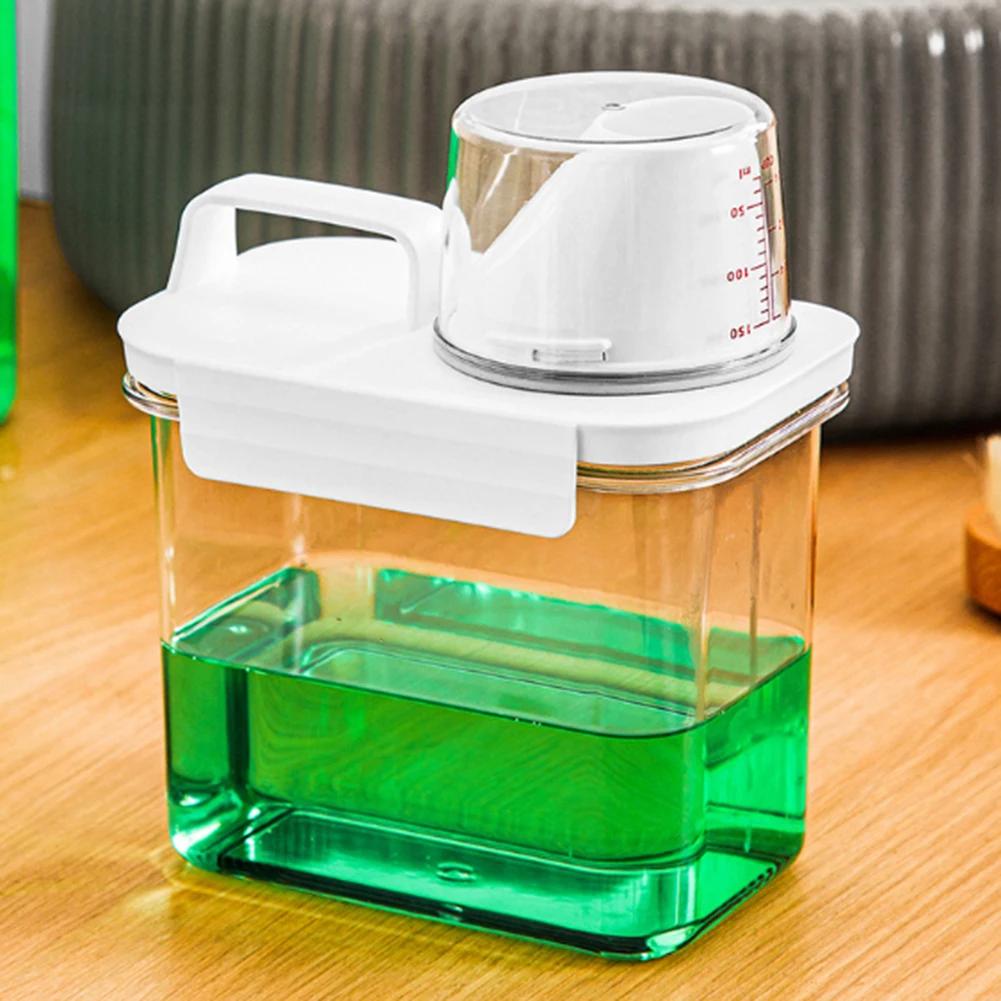 Clear Laundry Liquid Container Washing Powder Sealed Jar With Measuring Cup For Bathroom
Clear Laundry Liquid Container Washing Powder Sealed Jar With Measuring Cup For Bathroom