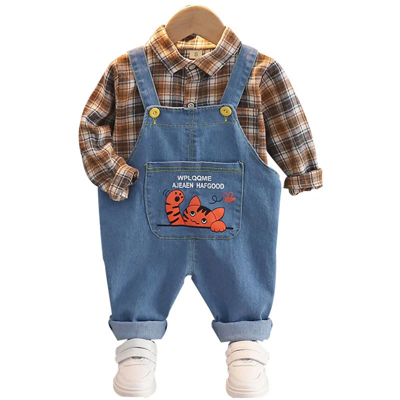 New Spring Autumn Baby Boys Clothes Suit Children Cotton Plaid Shirt Overalls 2Pcs/Sets Toddler Casual Costume Kids Tracksuits
New Spring Autumn Baby Boys Clothes Suit Children Cotton Plaid Shirt Overalls 2Pcs/Sets Toddler Casual Costume Kids Tracksuits