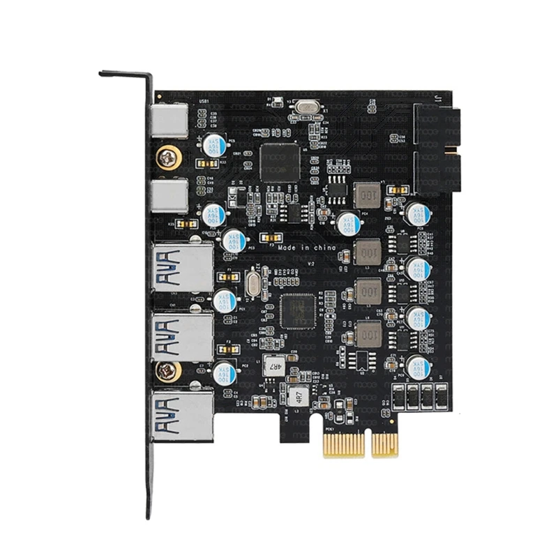 

5 Ports PCI-E to USB 3.0 Type C Adapter Card 3x USB +2 Type C Expansion PCI Express X1 X4 X8 X16 for Windows Linux MacOS