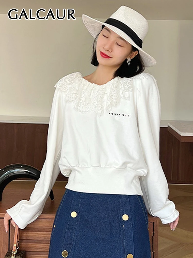GALCAUR Solid Shirt For Women Round Neck Long Sleeve Patchwork Lace Minimalist Casual Blouse Female Autumn Clothing Fashion New
GALCAUR Solid Shirt For Women Round Neck Long Sleeve Patchwork Lace Minimalist Casual Blouse Female Autumn Clothing Fashion New