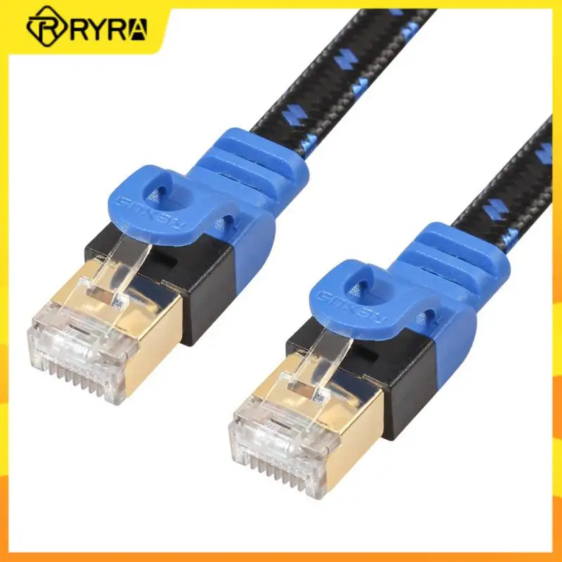 

RYRA 0,5/1/2/5/10M CAT7-2 плоский кабель Ethernet 10G RJ45 двойной экранированный Чистый медный сетевой кабель для компьютера маршрутизатор ноутбука
