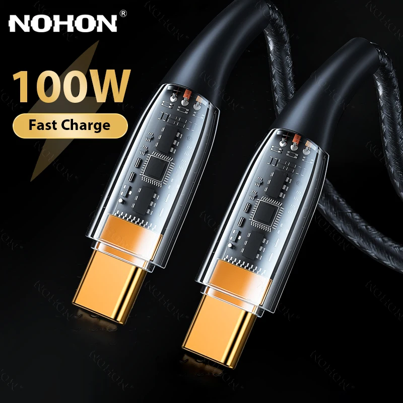 NOHON 100W USB Type C Cable 6A Fast Charging Cable For Macbook Pro iPad Huawei Xiaomi Samsung USB C Charger Cord
NOHON 100W USB Type C Cable 6A Fast Charging Cable For Macbook Pro iPad Huawei Xiaomi Samsung USB C Charger Cord