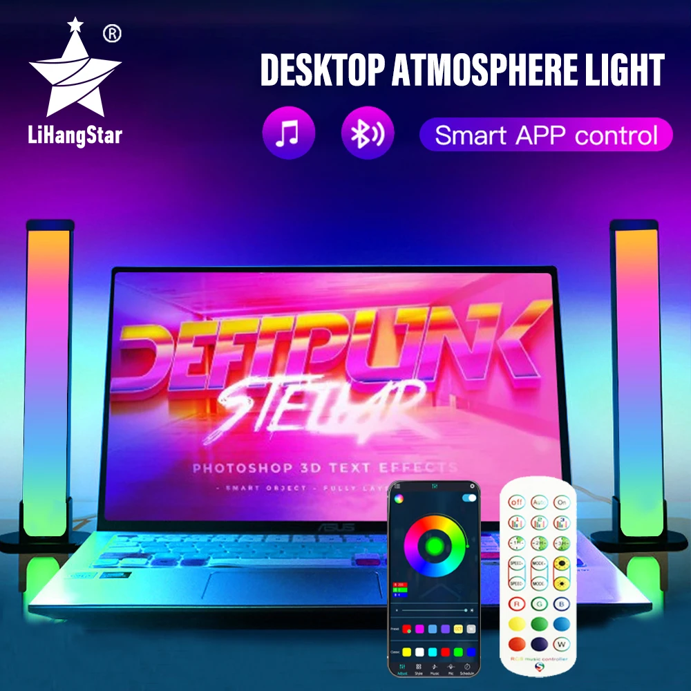 Bluetooth Smart LED Light Bar RGB Atmosphere Light Remote Control Pickup TV Wall Computer Game Bedroom Decoration Night Light
Bluetooth Smart LED Light Bar RGB Atmosphere Light Remote Control Pickup TV Wall Computer Game Bedroom Decoration Night Light