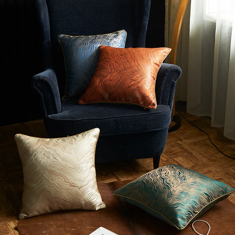 

1 Pair Sofa Cushion Cover Jacquard Yarn-dyed Hug Pillowcase Car Office Lumbar Pillow Soft Comfortable 45x45cm Square Pillow Case