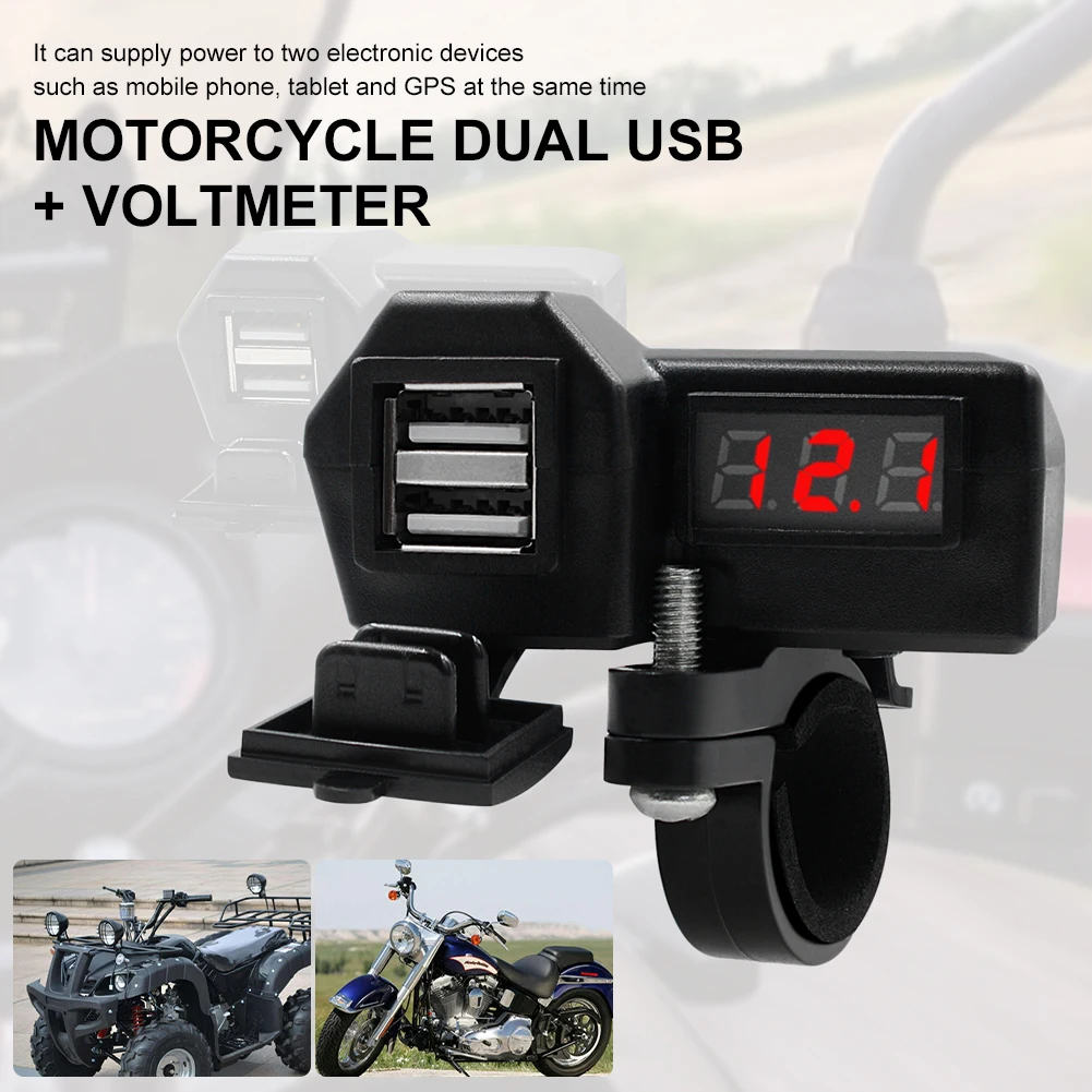 Motorcycle USB Charger 3.1A Dual USB 10-24V Waterproof with Voltage Meter Independent ON/OFF Switch for Motorcycle USB Charger
Motorcycle USB Charger 3.1A Dual USB 10-24V Waterproof with Voltage Meter Independent ON/OFF Switch for Motorcycle USB Charger