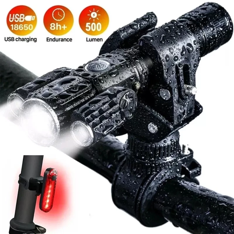 3*T6 LED Bicycle Light Front Set Bicycle Lantern USB Rechargeable Lamp Rear Taillight Waterproof MTB Flashlight Bike Accessories
3*T6 LED Bicycle Light Front Set Bicycle Lantern USB Rechargeable Lamp Rear Taillight Waterproof MTB Flashlight Bike Accessories