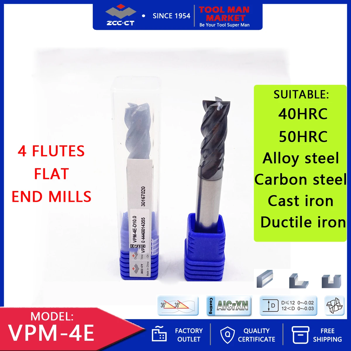 ZCCCT VPM-4E 4 FLUTES STRAIGHT SHANK FLAT COATED STEEL MILLING CUTTER END MILL TOOLS HRC55 CNC LATHE CARBIDE MECHANICAL BLADE
ZCCCT VPM-4E 4 FLUTES STRAIGHT SHANK FLAT COATED STEEL MILLING CUTTER END MILL TOOLS HRC55 CNC LATHE CARBIDE MECHANICAL BLADE