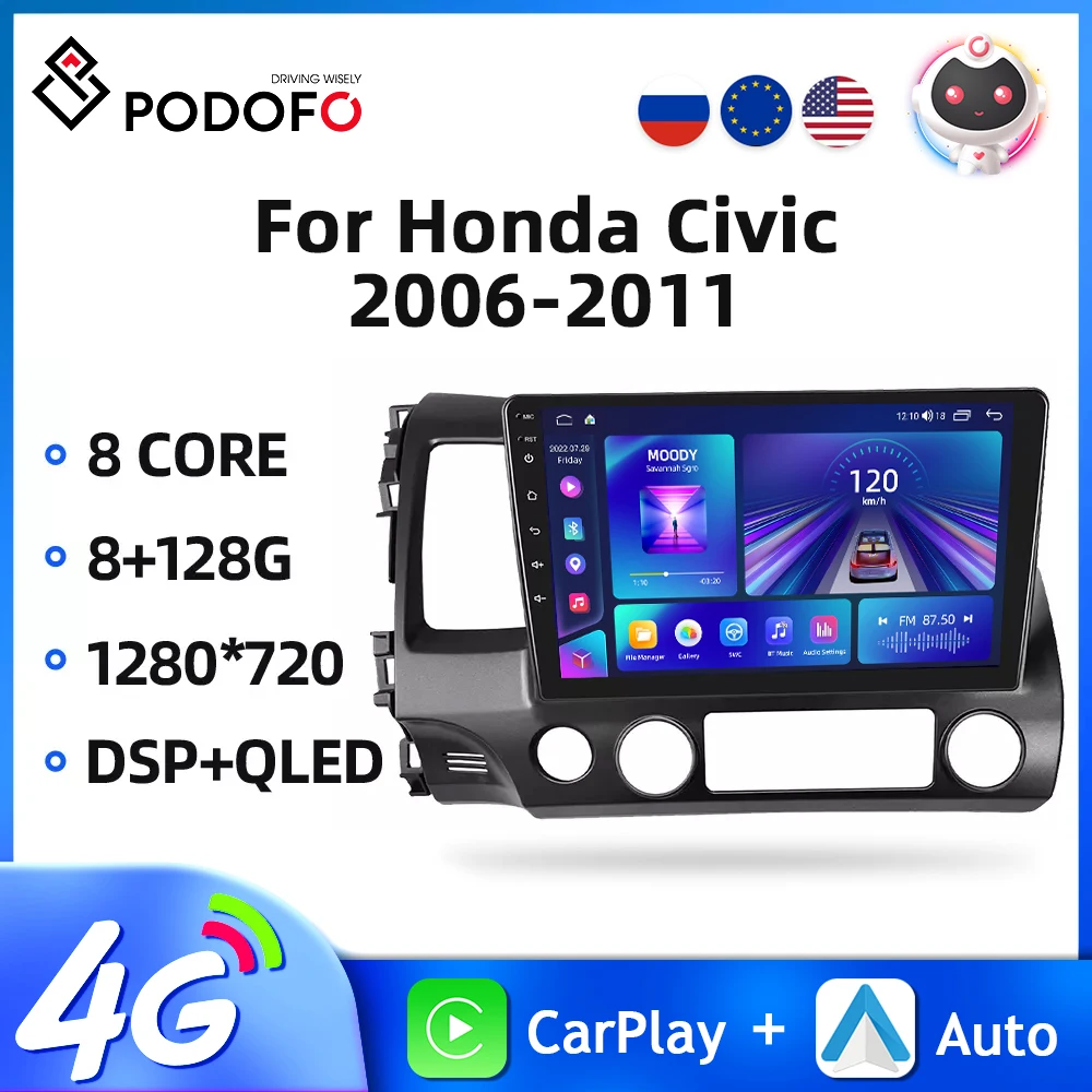 Podofo Android 2din Car Radio For Honda Civic 2006-2011 Multimedia Video Player GPS Navigation WIFI 8Core DSP Wireless Carplay
Podofo Android 2din Car Radio For Honda Civic 2006-2011 Multimedia Video Player GPS Navigation WIFI 8Core DSP Wireless Carplay
