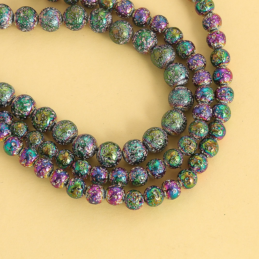 Natural Volcanic Lava Stone Beads Plated Color Round Rock Mineral Charm Loose Spacer Beads for Jewelry Making Bracelet Necklace
Natural Volcanic Lava Stone Beads Plated Color Round Rock Mineral Charm Loose Spacer Beads for Jewelry Making Bracelet Necklace