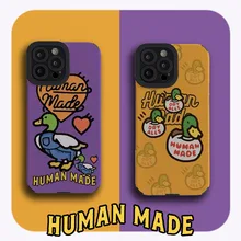 Leather Painted Trendy Brands NIGO HUMAN MADE Duck Lens Protection Phone Case For iPhone11 12 13 14 15Pro XR XsMax 8Plus Cover