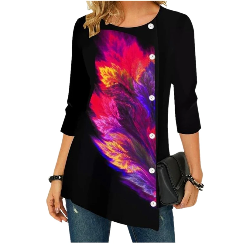 Women Gradient Tunic T shirt Spring 2022 Casual Long Sleeve O-Neck Loose Tops Tee Oversized irregular Female Buttoned T shirt
Women Gradient Tunic T shirt Spring 2022 Casual Long Sleeve O-Neck Loose Tops Tee Oversized irregular Female Buttoned T shirt