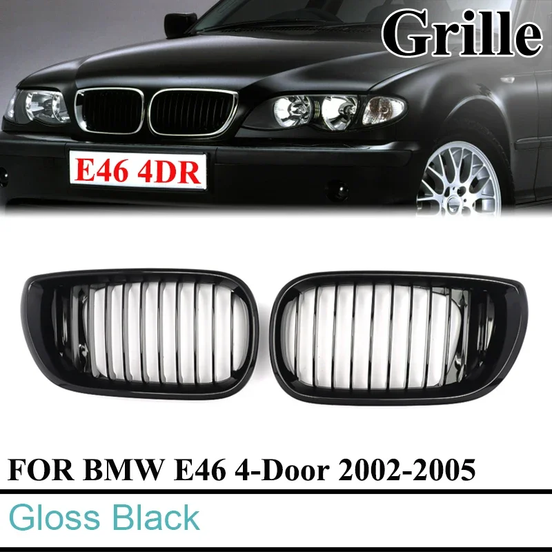 

Front Bumper Kidney Grill Fit for BMW E46 4 DOOR Sedan 320i 325i 325Xi 330i 330Xi LCI Facelift 2002-2005 Gloss Black