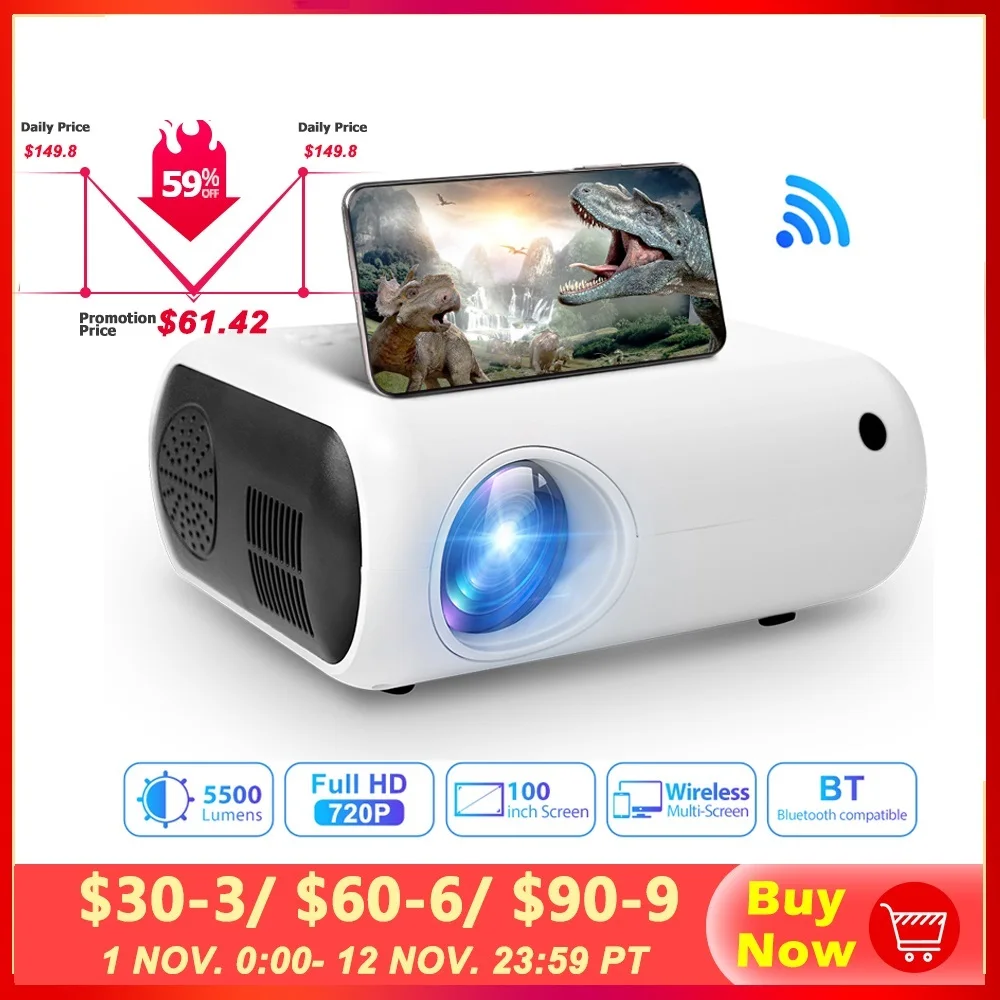 Мини Wi-Fi проектор для дома для HD 1080P 5500 люмен Bluetooth-совместимый видеопроектор умный телефон PG400
Мини Wi-Fi проектор для дома для HD 1080P 5500 люмен Bluetooth-совместимый видеопроектор умный телефон PG400