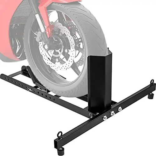 

Wheel Chock, 1800 lbs Capacity Wheel Cradle Holder, Heavy-Duty Steel Motorcycle Front Wheel Stand with 3 Adjustable Holes, for 1