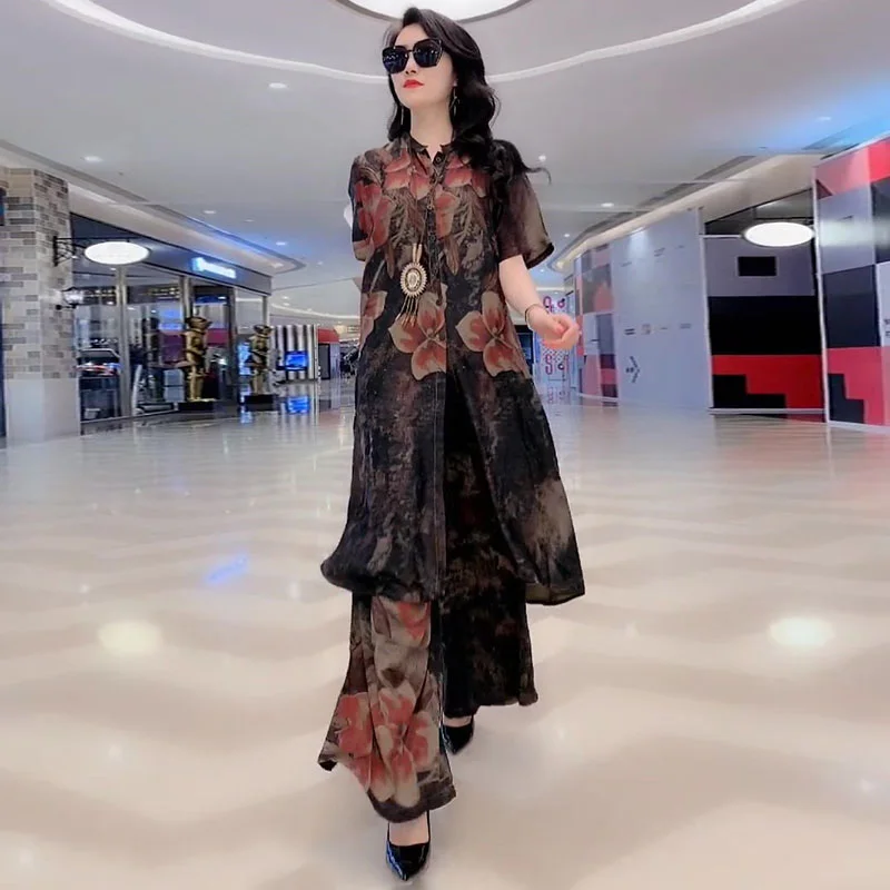 Women's Wide-Leg Pants Suit 2022 New Spring Autumn Two-Piece Female Loose Fashion Print Mother's Two-Piece Suit 4XL
Women's Wide-Leg Pants Suit 2022 New Spring Autumn Two-Piece Female Loose Fashion Print Mother's Two-Piece Suit 4XL