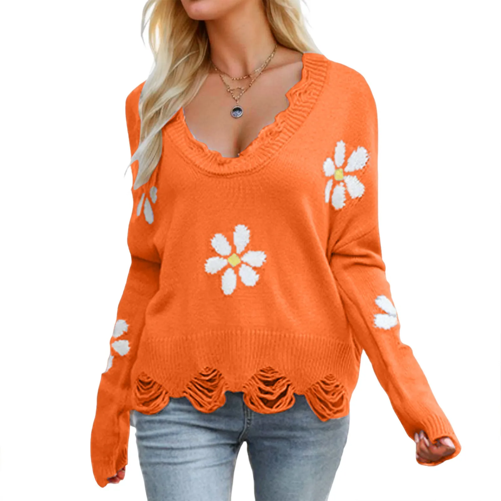 Autumn Winter Floral Knitted Sweater Tassel Jumper Ladies Full Sleeve Pullovers Tops For Women Hole Sweater Femme Tops 2023
Autumn Winter Floral Knitted Sweater Tassel Jumper Ladies Full Sleeve Pullovers Tops For Women Hole Sweater Femme Tops 2023