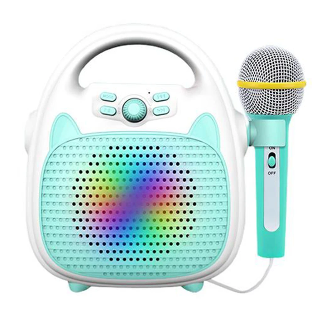 

Bluetooth Kids Karaoke Machine Speaker With 1 Microphone Girls Boys Portable for Birthday Festival Gifts Mics LED Lights TF Card