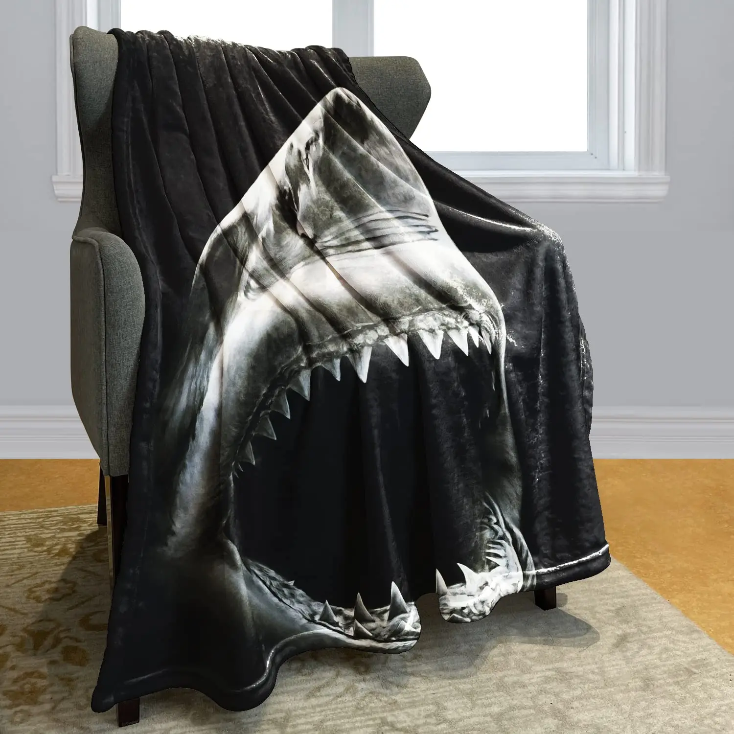 Deep Sea Shark Blanket Comfort Warmth Soft Cozy Easy Care Machine Wash Black Throw Blanket Quilt for Sofa Bed Home Decor Gifts
Deep Sea Shark Blanket Comfort Warmth Soft Cozy Easy Care Machine Wash Black Throw Blanket Quilt for Sofa Bed Home Decor Gifts