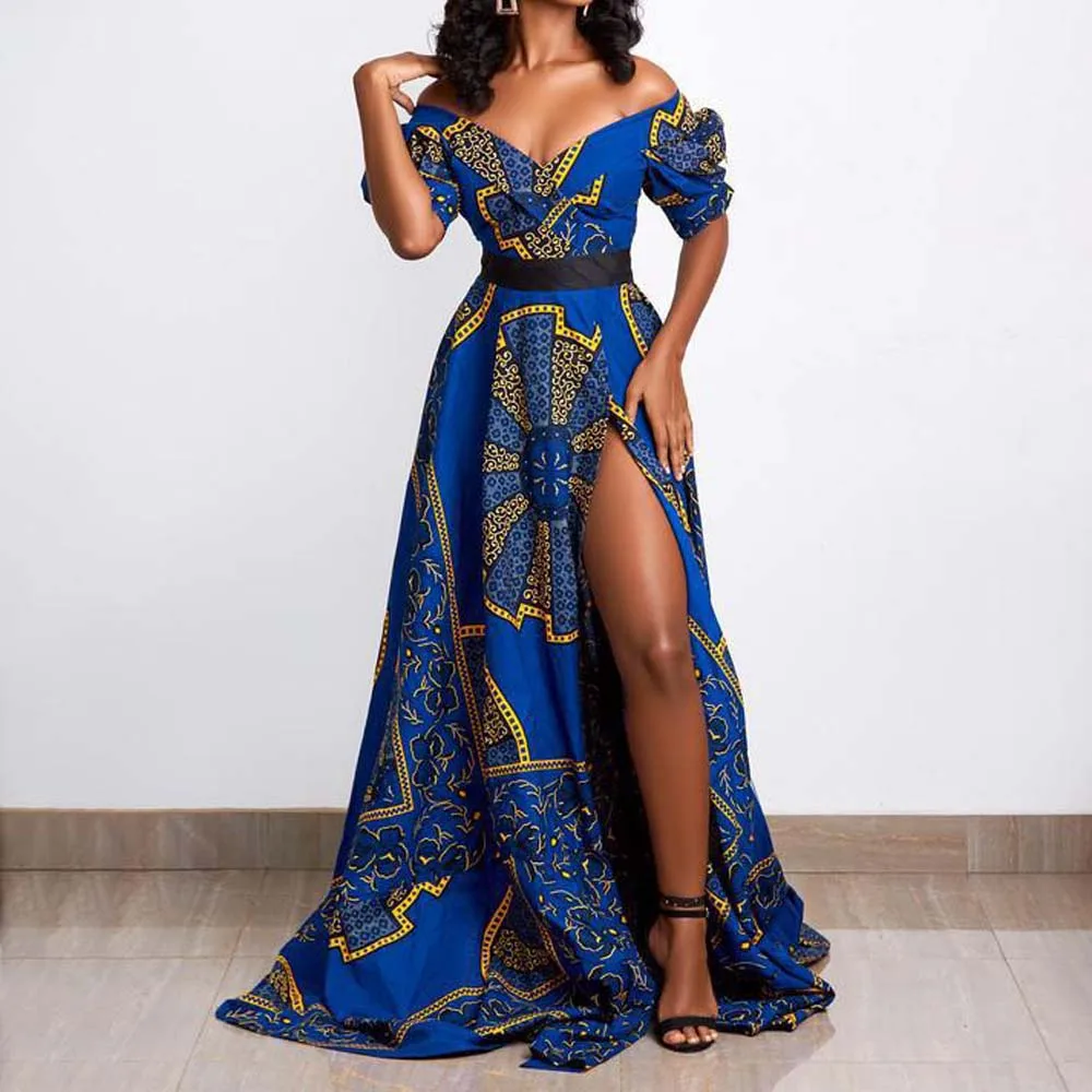 Party Dress Commuter Maxi Mid Waist Short Sleeve Wrap Chest Print Blue Slit A-line Dress African Fashion Women 2022 New
Party Dress Commuter Maxi Mid Waist Short Sleeve Wrap Chest Print Blue Slit A-line Dress African Fashion Women 2022 New
