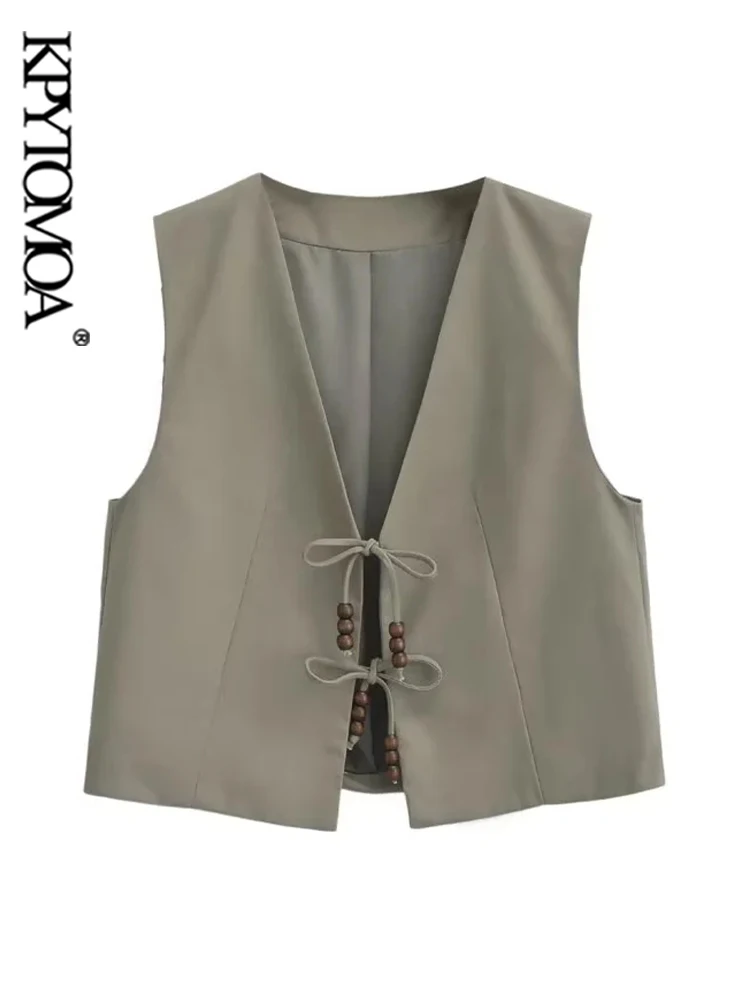 KPYTOMOA Women Fashion With Beaded Tied Linen Crop Waistcoat Vintage V Neck Sleeveless Female Outerwear Chic Vest Tops
KPYTOMOA Women Fashion With Beaded Tied Linen Crop Waistcoat Vintage V Neck Sleeveless Female Outerwear Chic Vest Tops