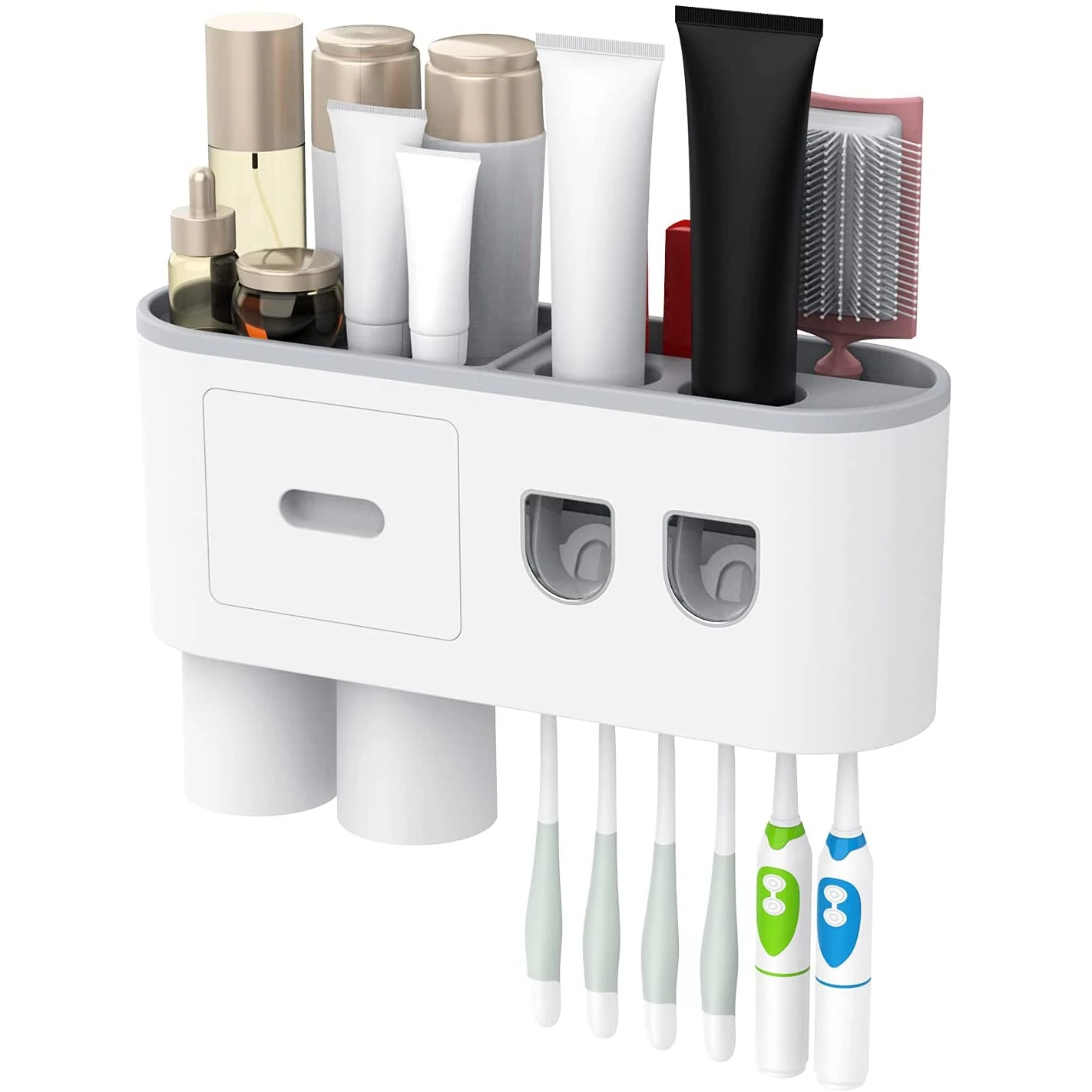 Toothbrush Holder Wall Mounted with Double Automatic Toothpaste Dispenser Squeezer Kit Large Storage Organizer with 6 Toothbrush
Toothbrush Holder Wall Mounted with Double Automatic Toothpaste Dispenser Squeezer Kit Large Storage Organizer with 6 Toothbrush
