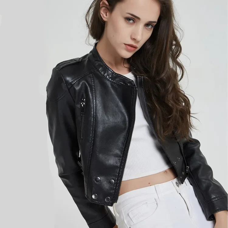 Ladies PU Leather Short Slim Stand Collar Female Motorcycle Jacket Faux Leather Moto Biker Jacket Fashion Streetwear Female Coat
Ladies PU Leather Short Slim Stand Collar Female Motorcycle Jacket Faux Leather Moto Biker Jacket Fashion Streetwear Female Coat