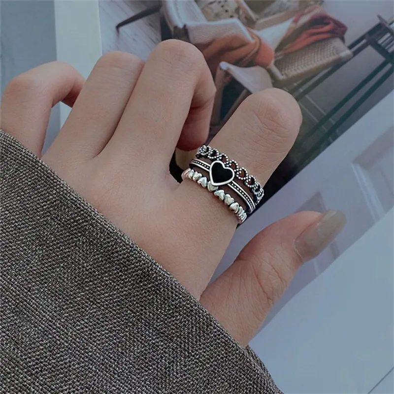 Retro Spades Heart Love Three-Layer Silver Color Adjustable Finger Rings For Women Delicate Korean Jewelry Gifts
Retro Spades Heart Love Three-Layer Silver Color Adjustable Finger Rings For Women Delicate Korean Jewelry Gifts