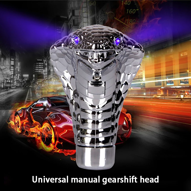 

Universal Car Gear Shift Knob Set Auto Car Manual Gear Shift Knob Stick Five Modes Cool Led Eyes Chrome Snake Shift Lever