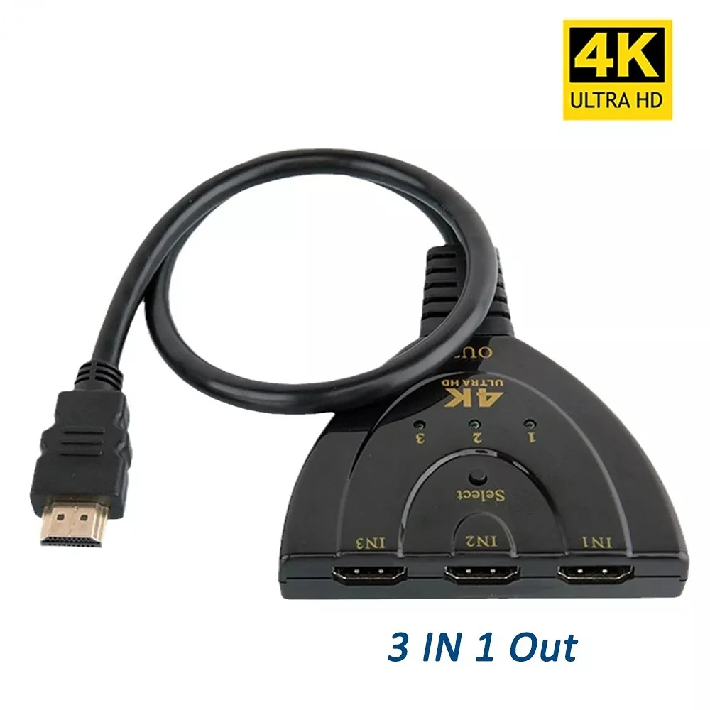 HDMI-совместимый коммутатор 4K Mini 3 в 1 Выход 1080P HD изображение видео кабель сплиттер адаптер конвертер для PS3/4 XBox HDTV ПК
HDMI-совместимый коммутатор 4K Mini 3 в 1 Выход 1080P HD изображение видео кабель сплиттер адаптер конвертер для PS3/4 XBox HDTV ПК