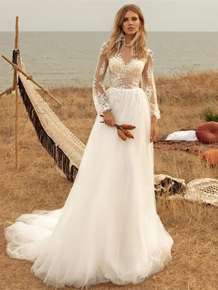 Charming Boho Wedding Dress A-line V-neck Full Skeeves Appliques Tea-length Bridal Gowns For Women Custom Made Vestidos De Noiva
Charming Boho Wedding Dress A-line V-neck Full Skeeves Appliques Tea-length Bridal Gowns For Women Custom Made Vestidos De Noiva